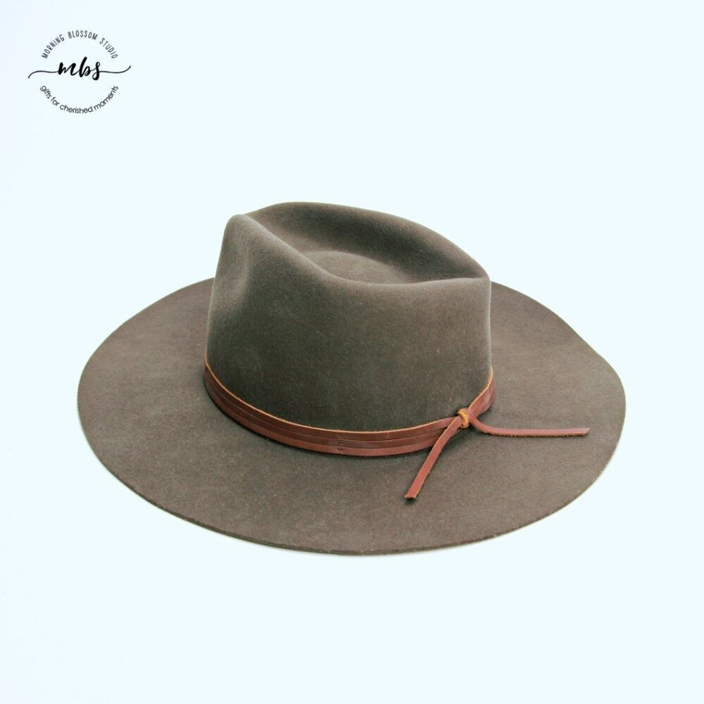 Brixton Jo Felted Wool Wide Brim Western Rancher Hat Green Brown Women L - Picture 9 of 11